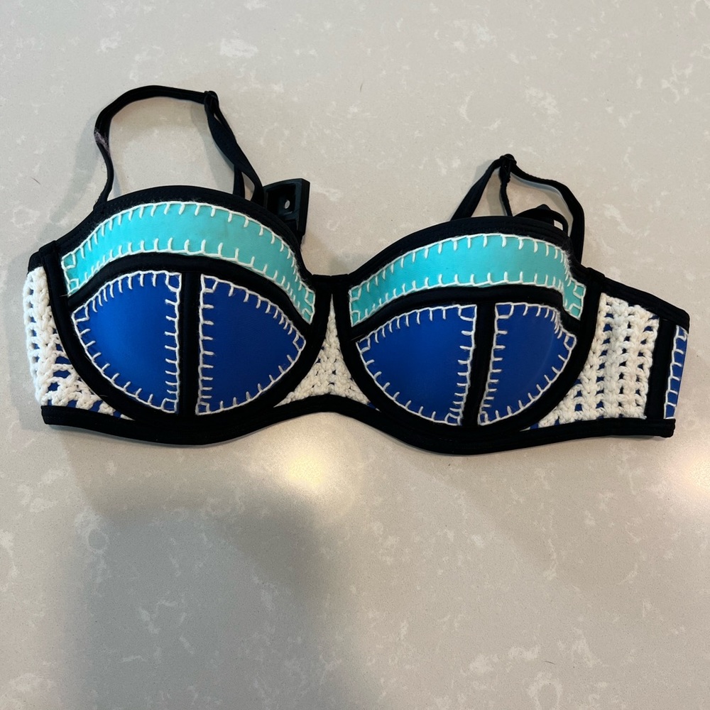 Triangl crochet balconette bikini top S+